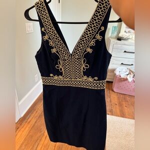 Lily Pulitzer navy and gold dress